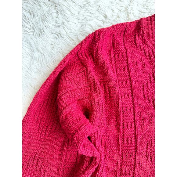 80’s Red Cotton Cable Knit Sweater size Medium - Picture 9 of 13
